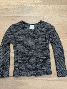 Humanoid Cotton Wool Heathered Black Gray Knit Cardigan